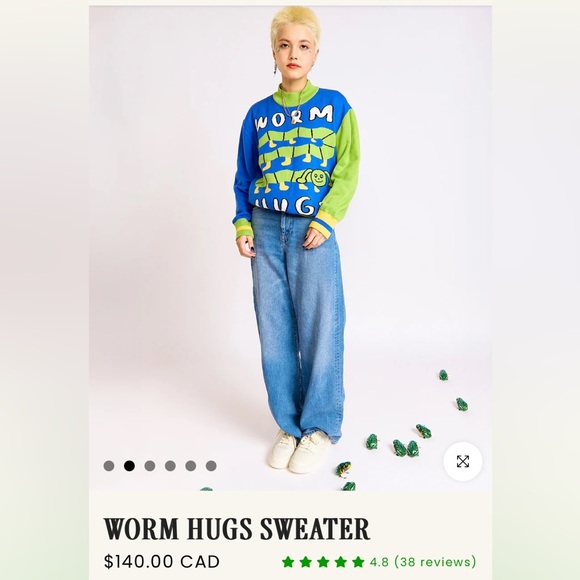 Kina and Tam Worm Hugs Sweater Size M - Picture 2 of 2